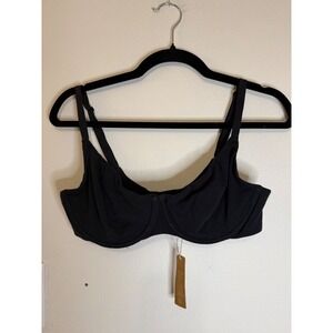 Skims Cotton Jersey Mesh Underwire Bra Soot Size 34DDD NWT